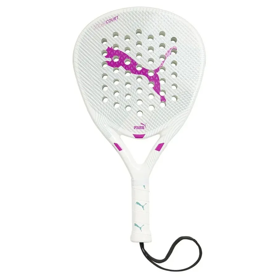 PUMA SolarCOURT padel racket in white, front view
