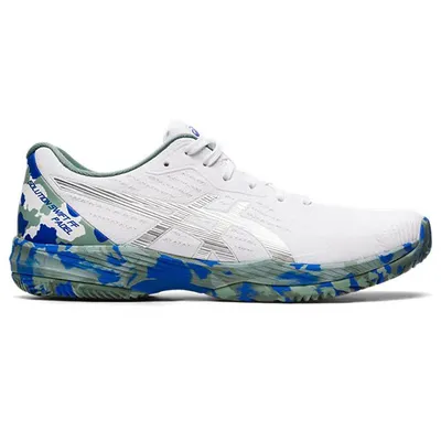 ASICS SOLUTION SWIFT FF PADEL — WHITE/PURE SILVER BLUE CAMOUFLAGE SOLE