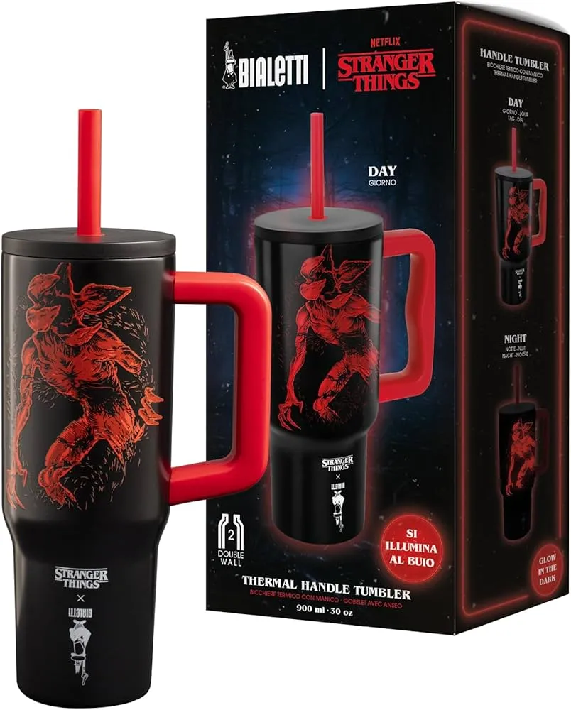 Bialetti - Travel Mug with straw and handle Stranger Things 900ml - glow in the dark