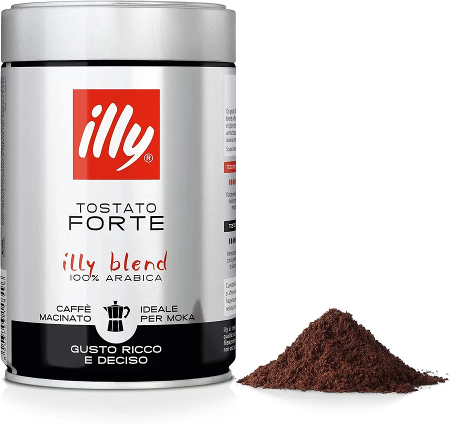 illy Forte Moka dark roast ground coffee for the moka pot, 250 g can