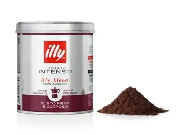 illy Intenso dark roast ground coffee for the moka pot, 125 g can