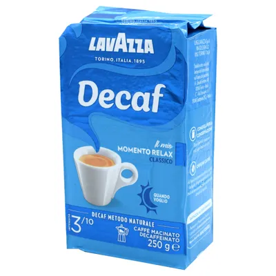 Lavazza Dek Classico decaffeinated ground coffee, 250 g pack