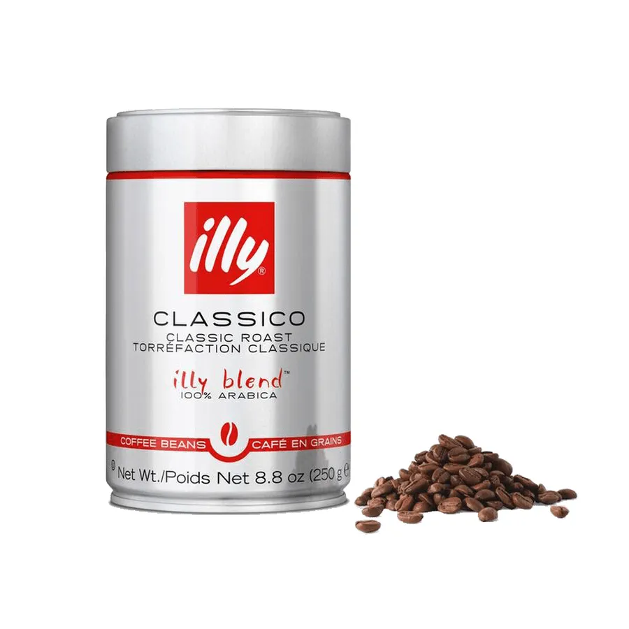 illy Classico medium roast whole bean coffee, 250 g pressurised can