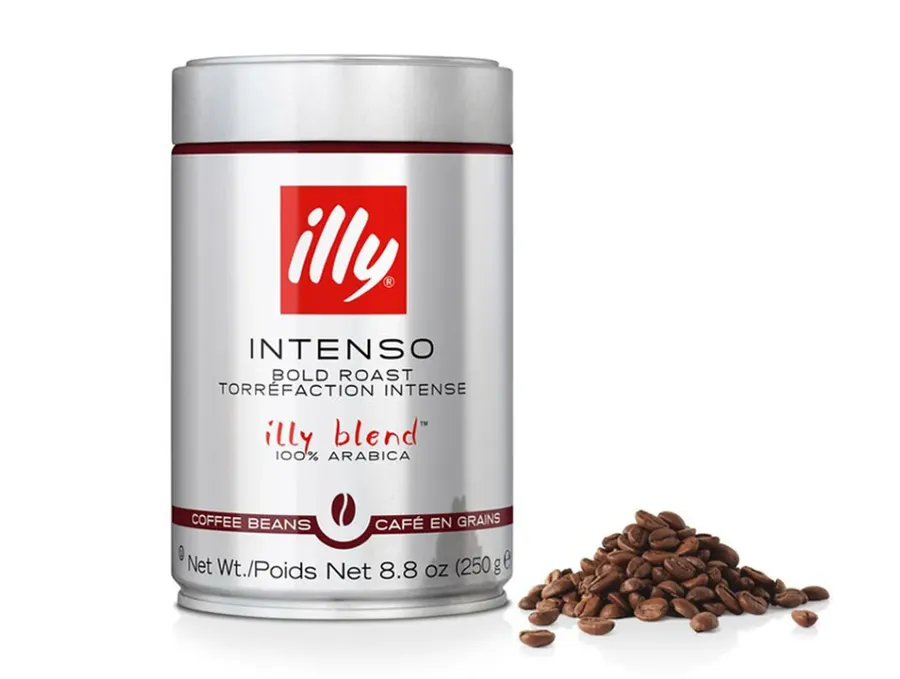 illy Intenso dark roast whole bean coffee, 250 g pressurised can