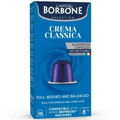 Caffe Borbone Crema Classica aluminium capsules compatible with Nespresso Original, box of 10