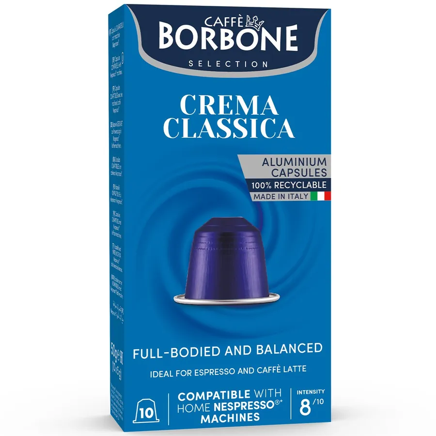 Caffe Borbone Crema Classica aluminium capsules compatible with Nespresso Original, box of 10