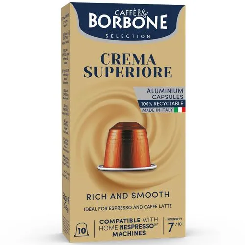 Caffe Borbone Crema Superiore aluminium capsules compatible with Nespresso Original, box of 10