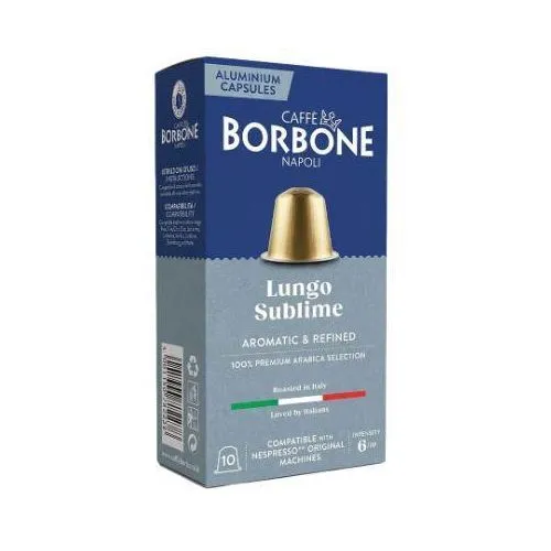 Caffe Borbone Lungo Sublime 100% Arabica aluminium capsules compatible with Nespresso Original, box of 10