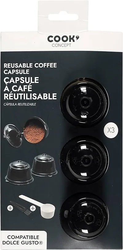 Cook Concept refillable coffee capsules compatible with Dolce Gusto, set of 3
