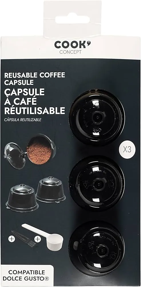 Cook Concept refillable coffee capsules compatible with Dolce Gusto, set of 3