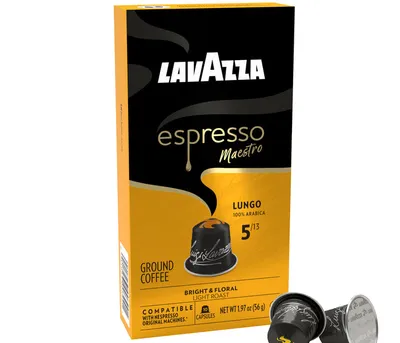 Lavazza Espresso Maestro Lungo aluminium capsules compatible with Nespresso Original, box of 10