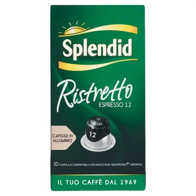 Splendid Ristretto aluminium coffee capsules compatible with Nespresso Original, box of 10