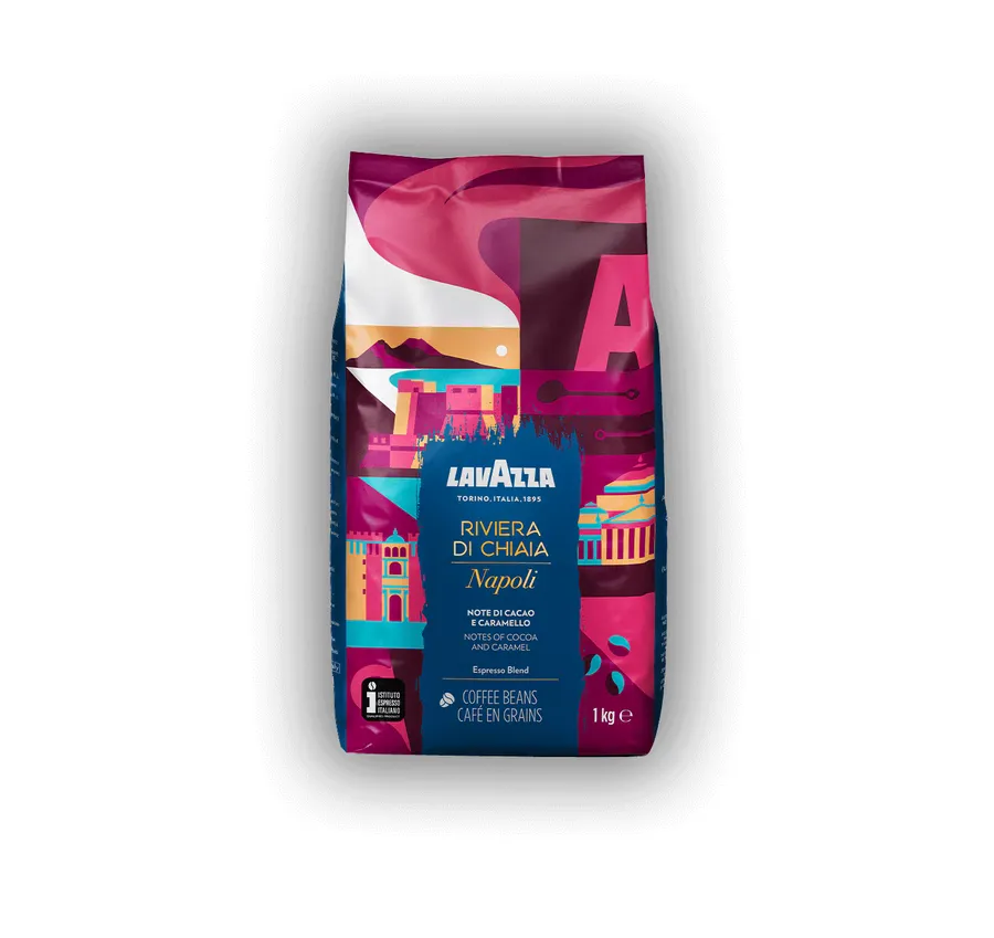 Lavazza Tales of Italy Riviera di Chiaia dark roast espresso coffee beans, 1 kg bag