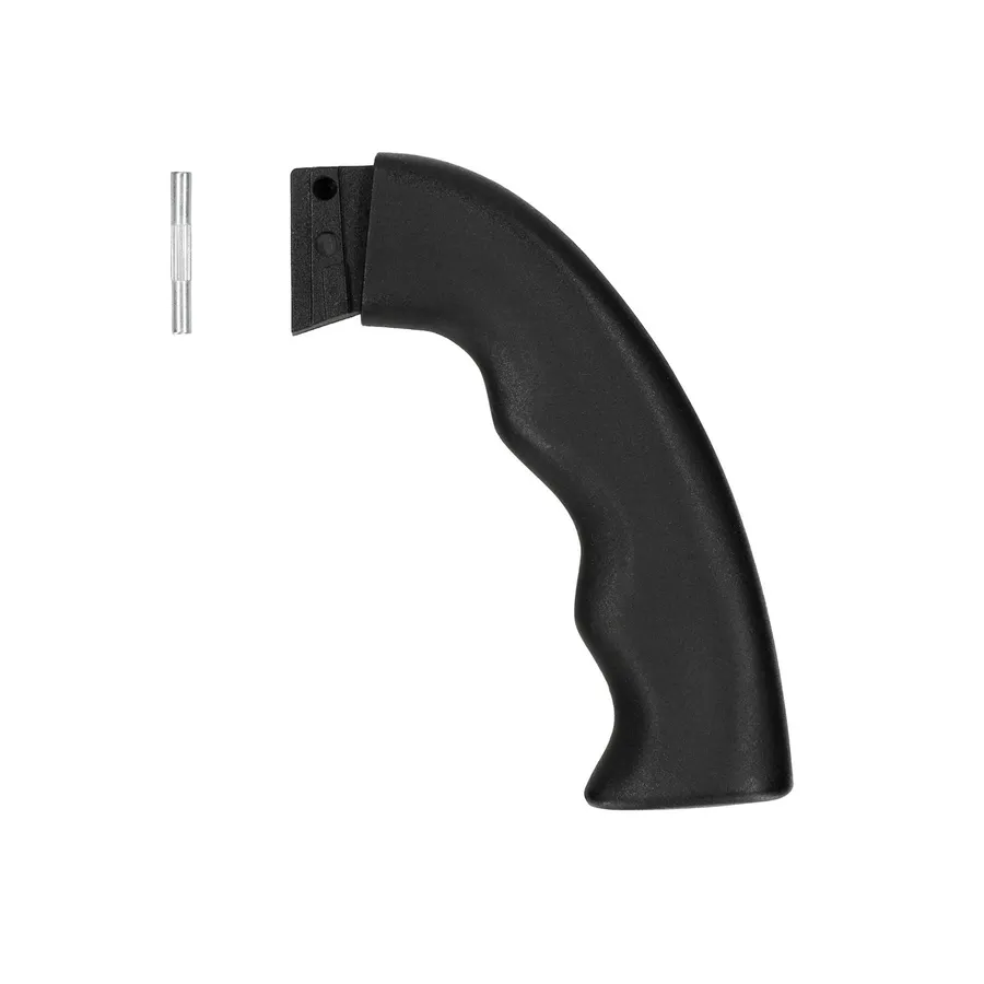 Bialetti Brikka 4 cup replacement handle in black plastic, shown with its metal fixing pin