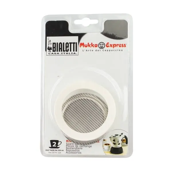 Bialetti Mukka Express 2 cup gasket and filter plate – original blister pack