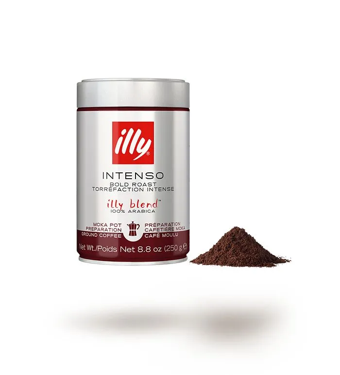 illy Intenso ground coffee for moka pots – 250 g can