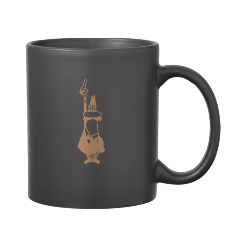 Bialetti Black Star mug in matte black ceramic with the gold Bialetti little man with the moustache
