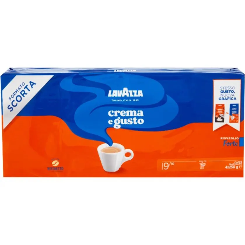 Lavazza Crema E Gusto Forte Ground Coffee – 4 × 250 g multipack